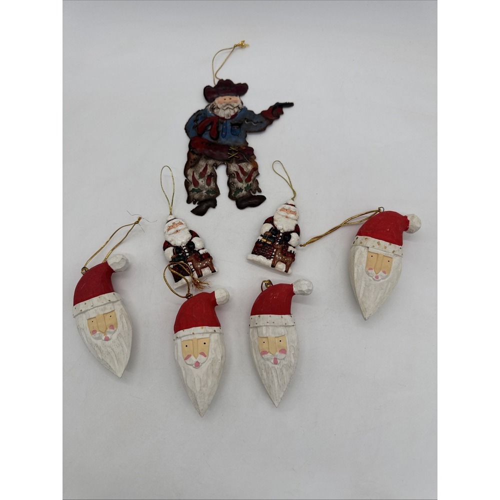 Vintage Variety Lot Of Santa Christmas Ornaments 7 Total